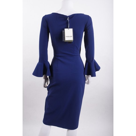 Chiara Boni Womens Triana Sheath Dress Ruffle Sz 6 Blue I wanted black. - Picture 5 of 6